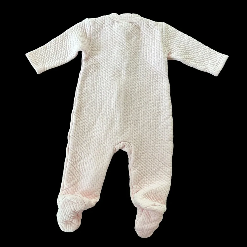 Lyda Baby Girls 3-6‎ Months Pink Quilted Pointelle Zip Up Footie Sleeper Pima